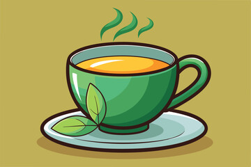 Obraz premium Aromatic Green Tea Soothing Cup of Wellness