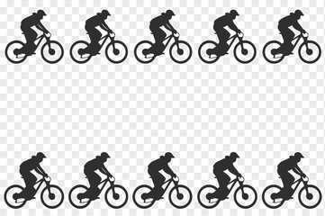 Naklejka premium Silhouettes of mountain bikers in action showcasing the dynamic movement and athleticism of the sport
