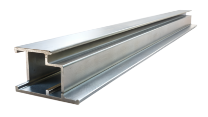 A long, silver metal beam isolated on transparent background