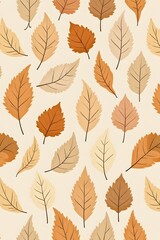 Obraz premium An orange and yellow maple and oak leaf autumn seamless pattern background depicts nature's fall foliage