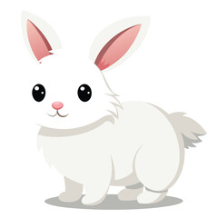 Obraz premium A small, fluffy white rabbit standing on its hind legs, a symbol of nature, cuteness, and an adorable animal.