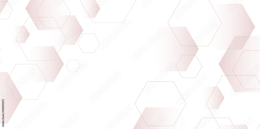 Poster white and pink technology hexagonal abstract background. abstract pink hexagon or digital technology