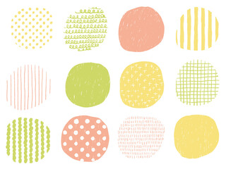 手描きあしらいセット　まる　パターン　北欧風