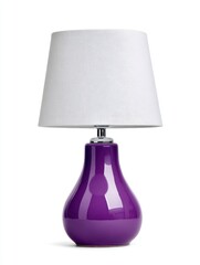 Purple Ceramic Table Lamp with Textured White Shade
