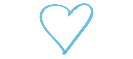 A light blue heart drawn in ink sits on a transparent background.
