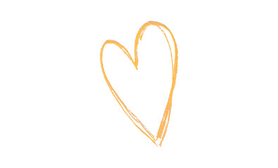 A yellow heart drawn in ink sits on a transparent background.