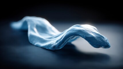 Abstract blue flowing textured fabric with soft light and dark background