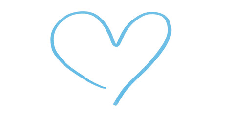 A light blue heart drawn in ink sits on a transparent background.