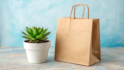 Sustainable Living: Succulent and Paper Bag