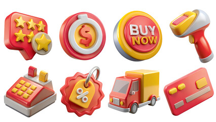 shopping 3D icon Colorful shopping and payment icons in a variety of designs.