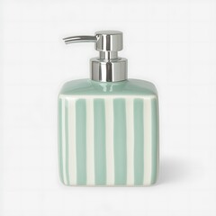 Elegant pastel soap dispenser with vertical stripes accentuating bathroom decor minimum elegance