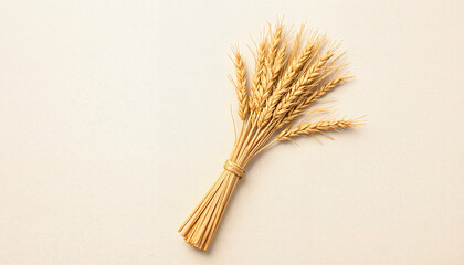 Dried wheat bunch on textured background, representing harvest, nature, and copy space