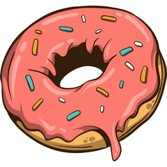 Iced Donut Illustration with Sprinkles