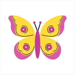 Yellow Purple Butterfly Vector Illustration