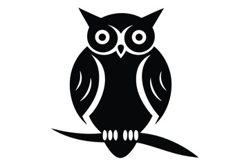 owl on branch vector icon