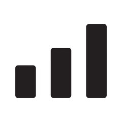 Bar chart graph solid glyph icon representing business data analytics and financial statistics for a growth report and market analysis