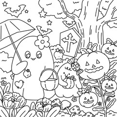 Halloween, calligraphy and draw happy Halloween, cooling books, back to school 