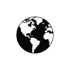 simple black and white illustration of globe showing Africa, Europe, and parts of Asia, with minimalist design. globe is centered and isolated on transparency