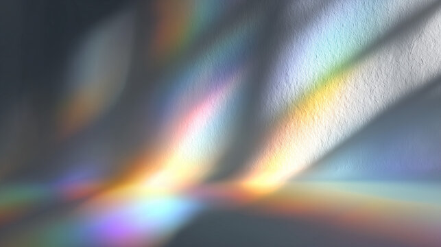 Prism Light Refraction Background: A vibrant and colorful abstract background created by the diffraction of light through a crystal prism.
