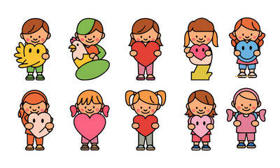 funny cartoon Colorful children cartoon icon collection
