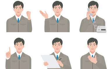 作業服を着たビジネスマンのイラストセット