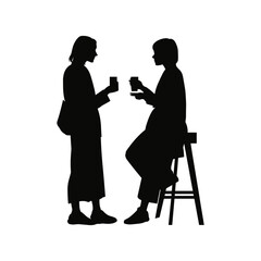 Silhouette of Two Women Talking Face to Face