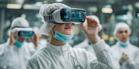 career development medical concept. Virtual reality experience in a high-tech environment.