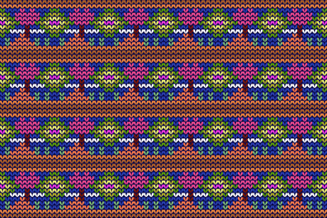Colorful knitted textile Landscape pattern