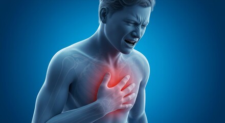 Chest Pain Illustration, Heart Disease, Heart Attack, and Cardiac Emergency Concept