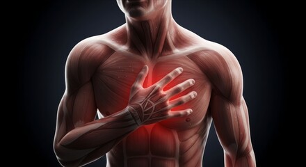 Chest Pain Illustration, Heart Disease, Heart Attack, and Cardiac Emergency Concept
