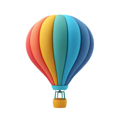 Fototapeta premium Colorful Hot Air Balloon Illustration with Basket on Transparent Background