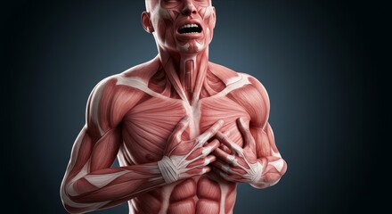 Person Holding Chest. Symbol of Angina, Heart Attack, or Cardiac Issues. Chest Pain Highlighted, Heart Disease, Cardiovascular Distress