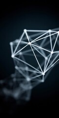 Abstract geometric network of white lines and nodes on a dark gradient background
