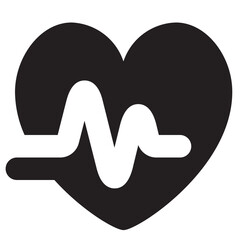 Transparent black silhouette design depicting a heart rate pulse for medical or healthcare concepts