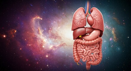 Human Internal Organs. Heart, Lungs, Liver, Kidneys. Anatomy of Human Internal Organs, Medical Educational and Scientific Concept