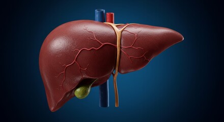 Medical Illustration of the Human Liver, Anatomy and Function, Internal Organ and Digestive System Health Concept