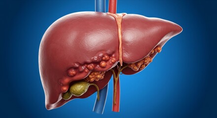 Medical Illustration of Liver Disease, Alcoholic Fatty Liver and Organ Damage, Health Risks Concept