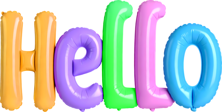 Colorful 3D Balloon Style "HELLO" Text on Transparent Background, Party Theme Greeting Typography for Celebration – AI Generated