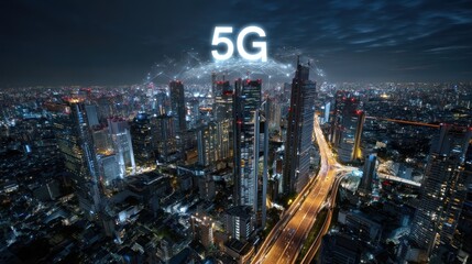 5 g technology in a night city