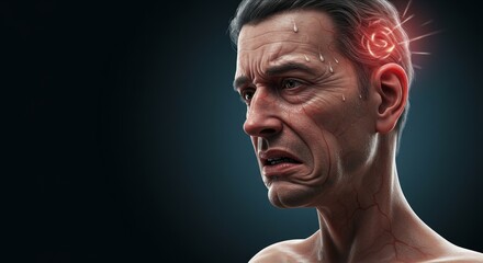 Intense Headache and Neurological Pain Concept. Migraine Attack and Chronic Headache Illustration