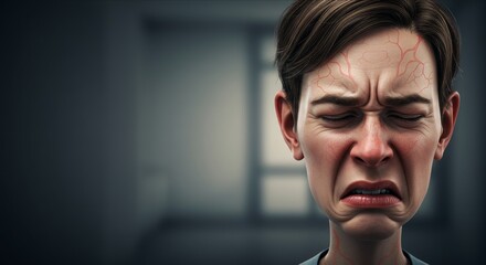 Intense Headache and Neurological Pain Concept. Migraine Attack and Chronic Headache Illustration