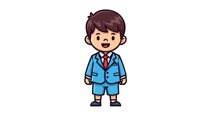 Adorable Cartoon Boy in Blue Suit