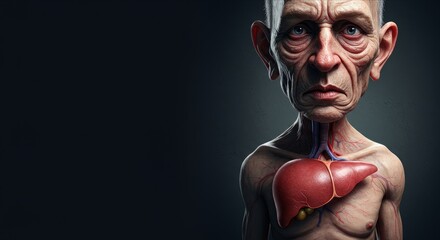 Medical Illustration of Liver with Hepatitis Virus, World Hepatitis Day. Lung Disease, Health and Prevention