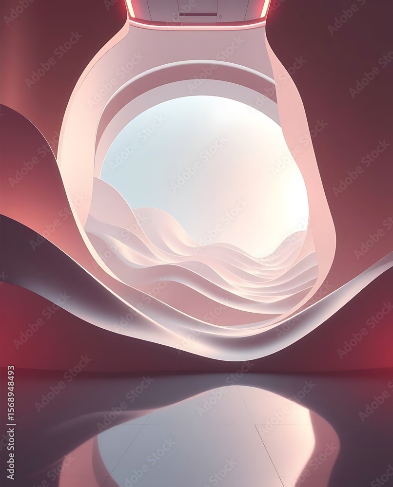 Poster abstract light portal design with flowing elements and subtle reflections