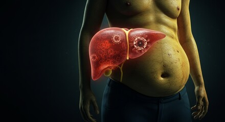 Medical Illustration of Liver with Hepatitis Virus, World Hepatitis Day. Lung Disease, Health and Prevention