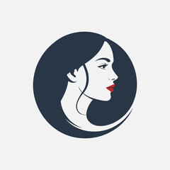 Elegant Woman Face Silhouette Logo Design – Feminine Beauty Profile Illustration on White Background


