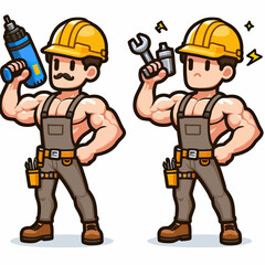 Muscular Construction Worker: Strong and Skilled
