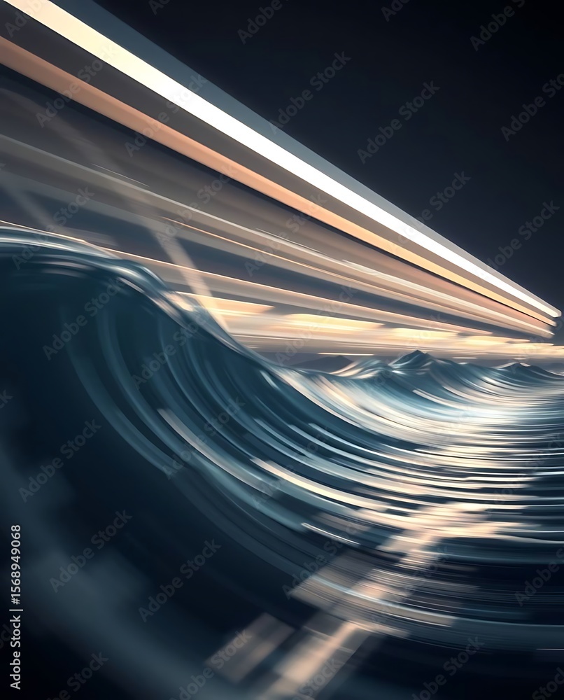 Poster abstract luminous waves with ethereal light streams backdrop design