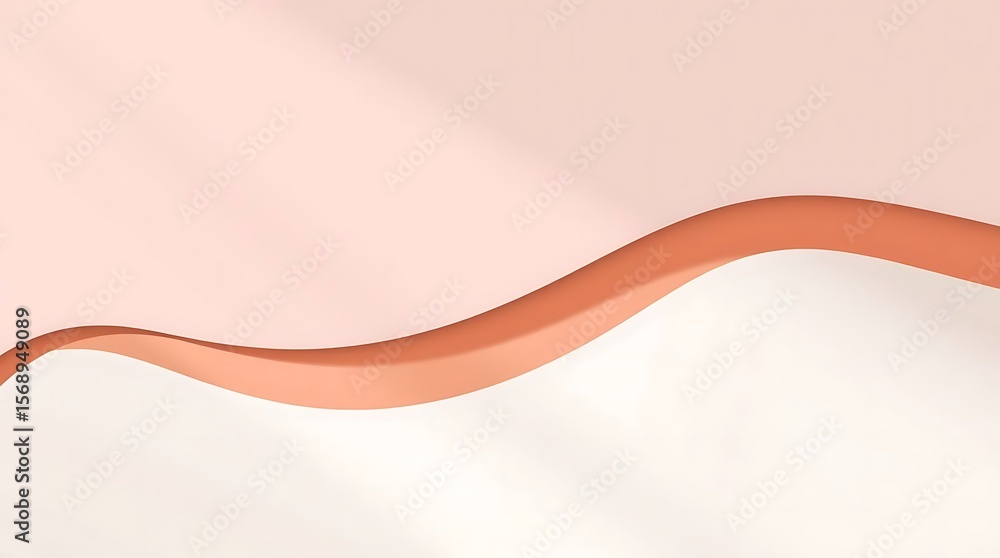 Poster abstract minimalist soft coral design with smooth curve and shadow effects