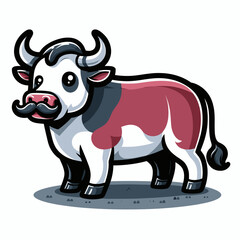 Adorable Cartoon Bull with Mustache